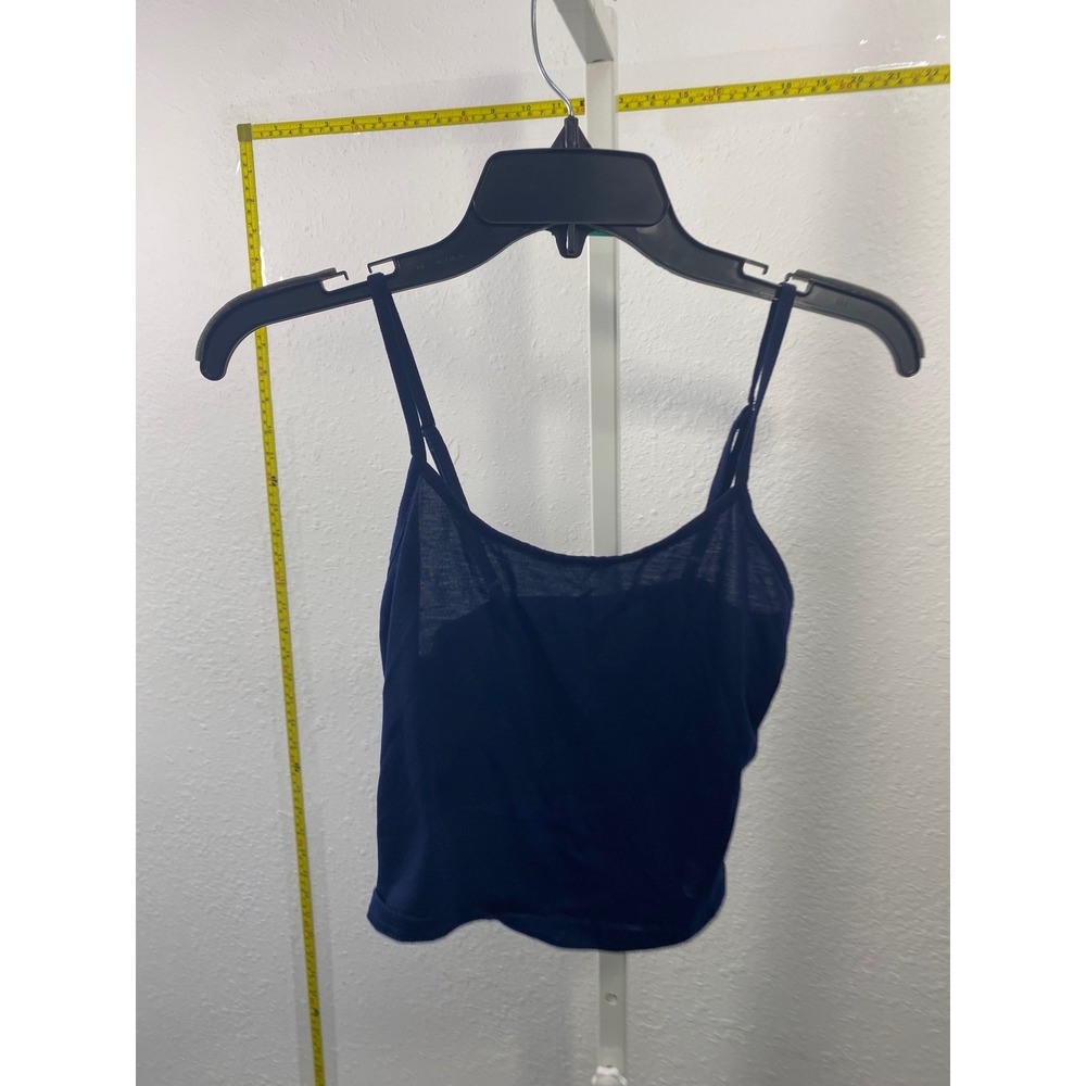 Navy Blue Spaghetti Strap Camisole Crop Tank Top Scoop‎ Neck Minimalist Small
